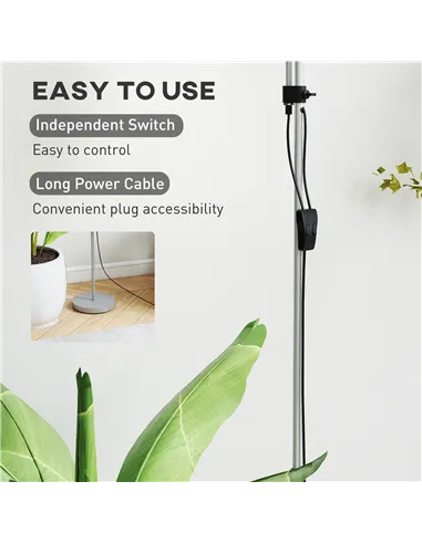 HOMCOM LED Floor Lamp for Living Room, 180cm Tall Standing Lamp, Mother and Child Uplighter with Adjustable Gooseneck, 3000K/450