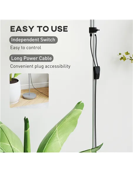 HOMCOM LED Floor Lamp for Living Room, 180cm Tall Standing Lamp, Mother and Child Uplighter with Adjustable Gooseneck, 3000K/450