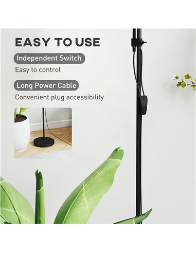 HOMCOM LED Floor Lamp for Living Room, 180cm Tall Standing Lamp, Mother and Child Uplighter with Adjustable Gooseneck, 3000K/450