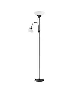 HOMCOM LED Floor Lamp for Living Room, 180cm Tall Standing Lamp, Mother and Child Uplighter with Adjustable Gooseneck, Black
