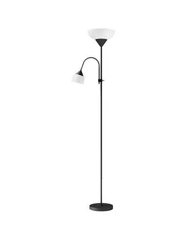 HOMCOM LED Floor Lamp for Living Room, 180cm Tall Standing Lamp, Mother and Child Uplighter with Adjustable Gooseneck, Black