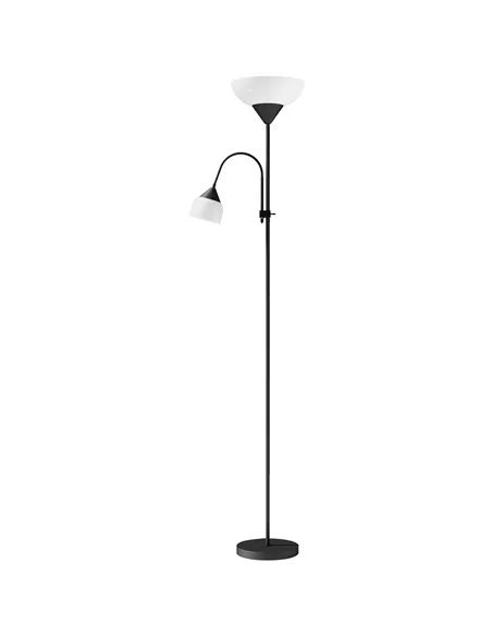 HOMCOM LED Floor Lamp for Living Room, 180cm Tall Standing Lamp, Mother and Child Uplighter with Adjustable Gooseneck, Black