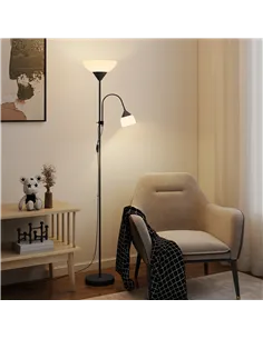 HOMCOM LED Floor Lamp for Living Room, 180cm Tall Standing Lamp, Mother and Child Uplighter with Adjustable Gooseneck, Black 2