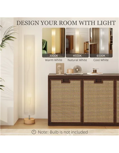 HOMCOM LED Floor Lamp for Living Room, 120cm Modern Standing Lamp with 3000K/4500K/6500K Colour Temperatures, Linen Shade and Wo