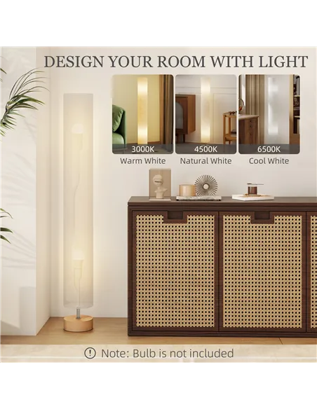 HOMCOM LED Floor Lamp for Living Room, 120cm Modern Standing Lamp with 3000K/4500K/6500K Colour Temperatures, Linen Shade and Wo