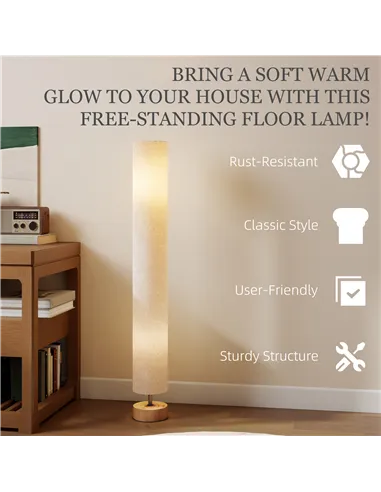 HOMCOM LED Floor Lamp for Living Room, 120cm Modern Standing Lamp with 3000K/4500K/6500K Colour Temperatures, Linen Shade and Wo