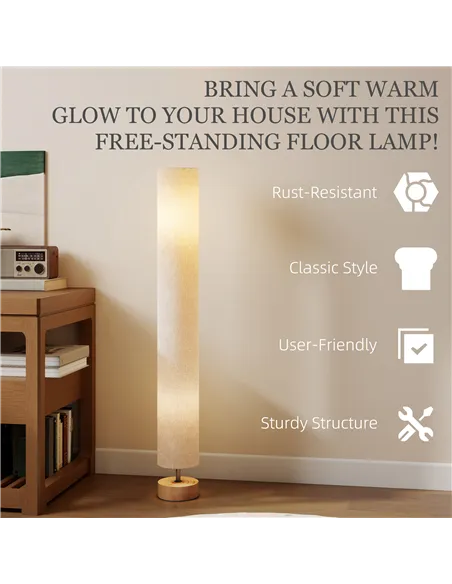 HOMCOM LED Floor Lamp for Living Room, 120cm Modern Standing Lamp with 3000K/4500K/6500K Colour Temperatures, Linen Shade and Wo
