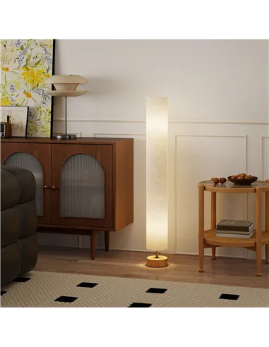 HOMCOM LED Floor Lamp for Living Room, 120cm Modern Standing Lamp with 3000K/4500K/6500K Colour Temperatures, Linen Shade and Wo