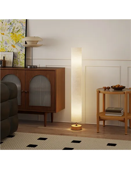 HOMCOM LED Floor Lamp for Living Room, 120cm Modern Standing Lamp with 3000K/4500K/6500K Colour Temperatures, Linen Shade and Wo