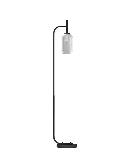 HOMCOM Floor Lamp for Living Room with Glass Lampshade, Modern Standing Lamp with Foot Switch for Bedroom, Bulb not Included, Bl