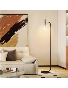 HOMCOM Floor Lamp for Living Room with Glass Lampshade, Modern Standing Lamp with Foot Switch for Bedroom, Bulb not Included, Bl 2