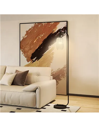 HOMCOM Floor Lamp for Living Room with Glass Lampshade, Modern Standing Lamp with Foot Switch for Bedroom, Bulb not Included, Bl