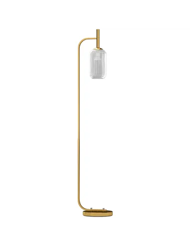 HOMCOM LED Floor Lamp for Living Room with Glass Lampshade, Modern Standing Lamp with Foot Switch, Adjustable Brightness, 2700K 