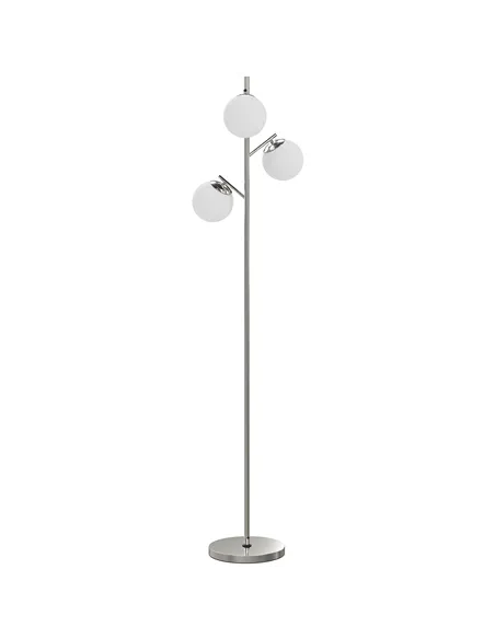 HOMCOM 3-Light Tree Floor Lamps for Living Room, Modern Standing Lamp for Bedroom with Globe Lampshade, 3000K/4000K/6000K Colour