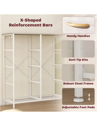 HOMCOM Chest of Eight Fabric Drawers - Natural Wood Finish