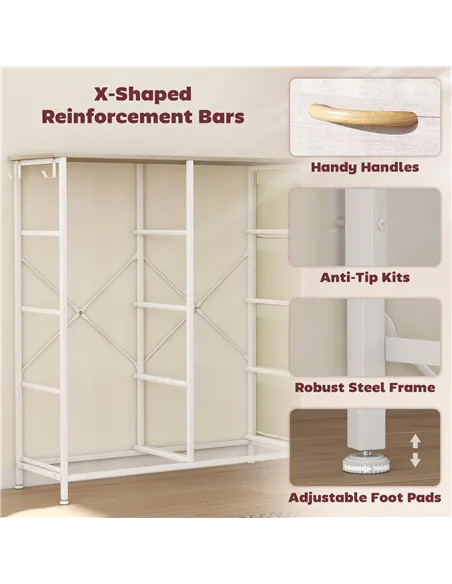 HOMCOM Chest of Eight Fabric Drawers - Natural Wood Finish