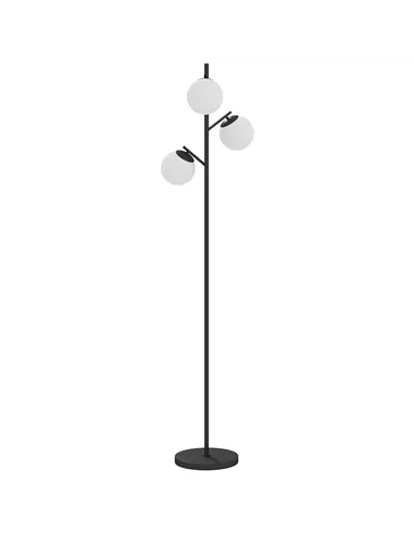 HOMCOM 3-Light Tree Floor Lamps for Living Room, Modern Standing Lamp for Bedroom with Globe Lampshade, Steel Base, Bulb not Inc