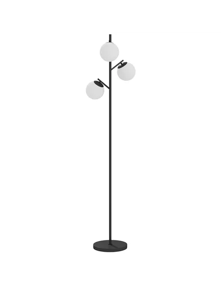 HOMCOM 3-Light Tree Floor Lamps for Living Room, Modern Standing Lamp for Bedroom with Globe Lampshade, Steel Base, Bulb not Inc