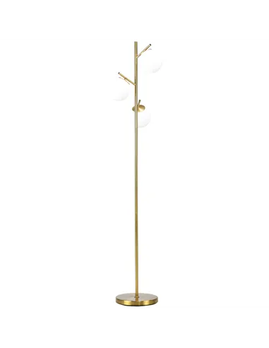 HOMCOM 3-Light Tree Floor Lamps for Living Room, Modern Standing Lamp for Bedroom with Globe Lampshade, 3000K/4000K/6000K Colour