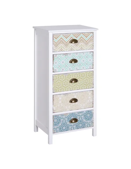 HOMCOM Chest of 5 Drawers Bedside Cabinet Side Storage Chest Entryway Living Room Bedroom Furniture Organizer Unit