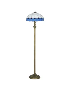 HOMCOM Tiffany-Style Floor Lamp with Handcrafted Stained Glass Shade, 152cm Tall Vintage Standing Lamp with Foot Switch and Dual