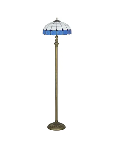HOMCOM Tiffany-Style Floor Lamp with Handcrafted Stained Glass Shade, 152cm Tall Vintage Standing Lamp with Foot Switch and Dual