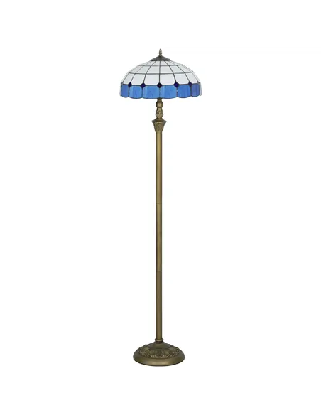 HOMCOM Tiffany-Style Floor Lamp with Handcrafted Stained Glass Shade, 152cm Tall Vintage Standing Lamp with Foot Switch and Dual