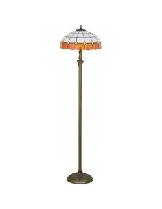 HOMCOM Tiffany-Style Floor Lamp with Handcrafted Stained Glass Shade, 152cm Tall Vintage Standing Lamp with Foot Switch and Dual