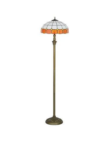 HOMCOM Tiffany-Style Floor Lamp with Handcrafted Stained Glass Shade, 152cm Tall Vintage Standing Lamp with Foot Switch and Dual