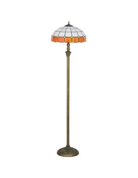 HOMCOM Tiffany-Style Floor Lamp with Handcrafted Stained Glass Shade, 152cm Tall Vintage Standing Lamp with Foot Switch and Dual
