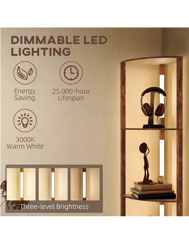 HOMCOM Three-Tier Corner Floor Lamp