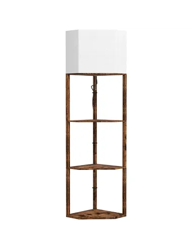 HOMCOM Corner Floor Light, with Shelves - Wood-Effect