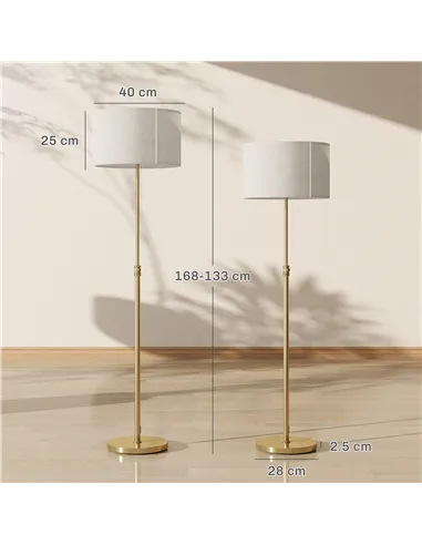 HOMCOM Floor Lamp with Remote, Height Adjustable Standing Lamp with Linen Shade, Dimmable with 3000K-6000K Adjustable Colour Tem