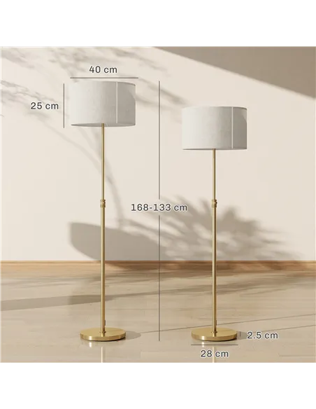 HOMCOM Floor Lamp with Remote, Height Adjustable Standing Lamp with Linen Shade, Dimmable with 3000K-6000K Adjustable Colour Tem