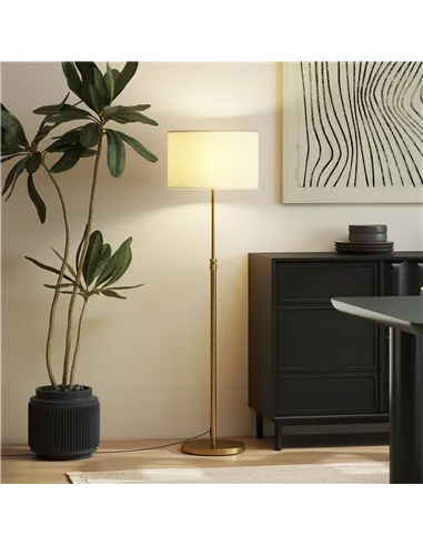 HOMCOM Floor Lamp with Remote, Height Adjustable Standing Lamp with Linen Shade, Dimmable with 3000K-6000K Adjustable Colour Tem