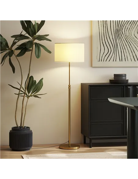 HOMCOM Floor Lamp with Remote, Height Adjustable Standing Lamp with Linen Shade, Dimmable with 3000K-6000K Adjustable Colour Tem