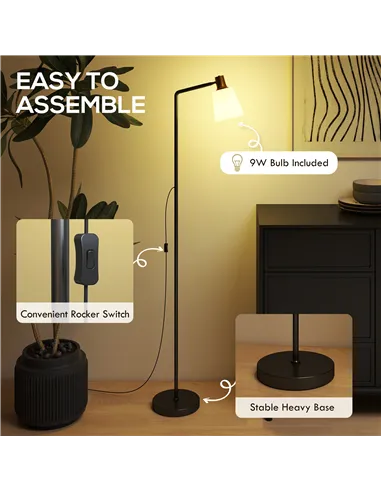 HOMCOM Floor Lamp with 350° Rotatable Head, Modern Standing Lamp with 3000K/4000K/6500K Colour Temperatures for Living Room Bedr