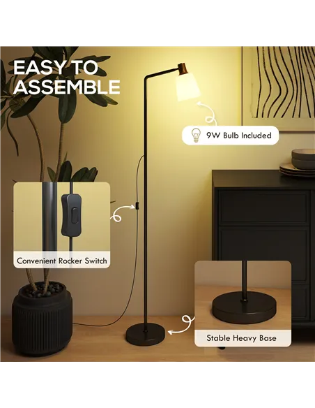 HOMCOM Floor Lamp with 350° Rotatable Head, Modern Standing Lamp with 3000K/4000K/6500K Colour Temperatures for Living Room Bedr