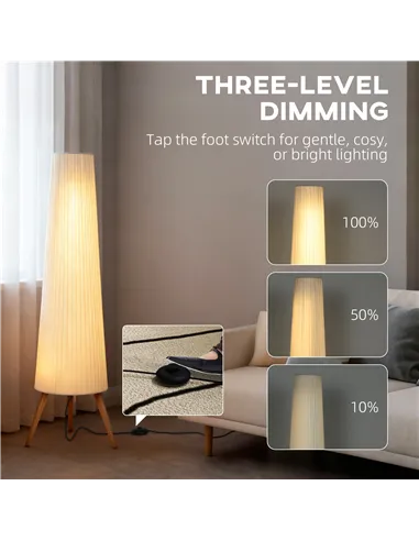 HOMCOM Three-Level Tripod Floor Lamp - White