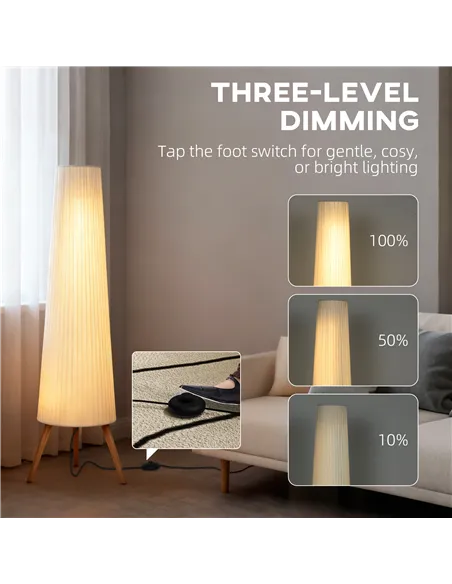 HOMCOM Three-Level Tripod Floor Lamp - White