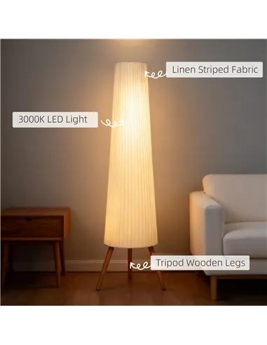 HOMCOM Three-Level Tripod Floor Lamp - White