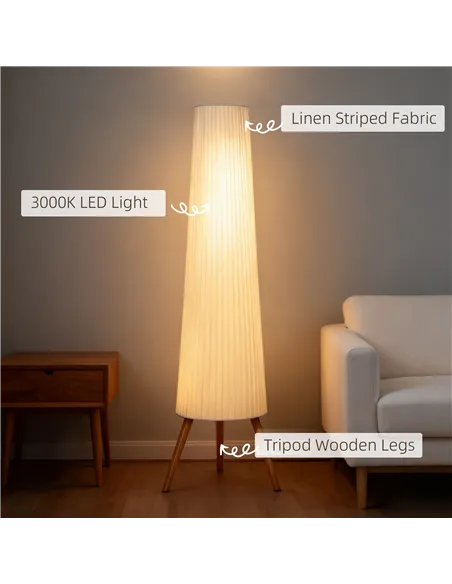 HOMCOM Three-Level Tripod Floor Lamp - White