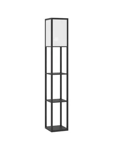 HOMCOM Floor Lamp with Shelves, 3 Layer Column Modern Standing Lamp for Living Room, Bedroom, Office, Bulb not Included, Black