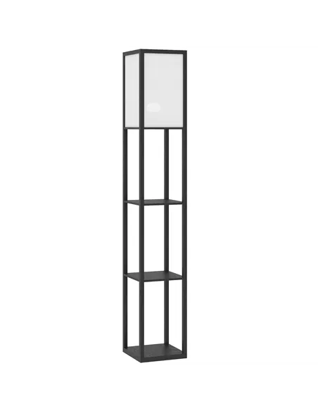 HOMCOM Floor Lamp with Shelves, 3 Layer Column Modern Standing Lamp for Living Room, Bedroom, Office, Bulb not Included, Black