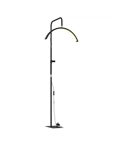 HOMCOM Half Moon Lash Light, Beauty Floor Lamp with 350° Rotatable Head, 7 Colour Temperature and Phone Holder, Dimmable Standin