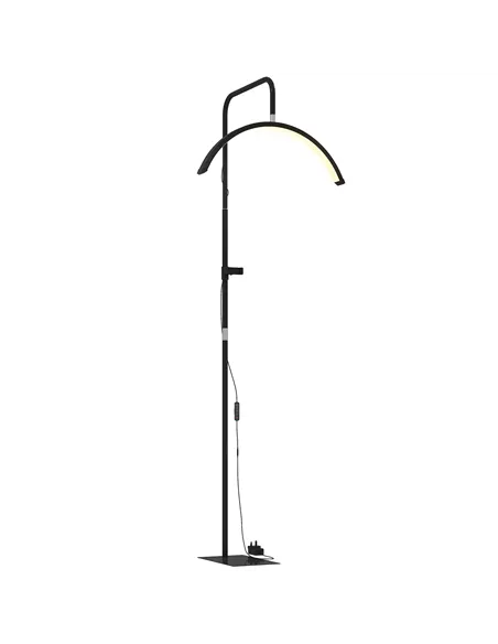 HOMCOM Half Moon Lash Light, Beauty Floor Lamp with 350° Rotatable Head, 7 Colour Temperature and Phone Holder, Dimmable Standin