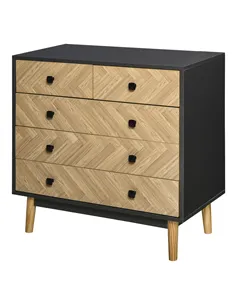 HOMCOM Chest of Drawers, 5 Drawer Storage Cabinet Sideboards with Metal Handles Freestanding Dresser for Bedroom, Living Room