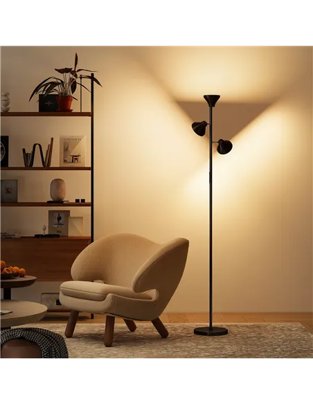 HOMCOM Three-Lamp Multi-Adjustable Floor Light - Black