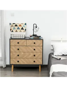 HOMCOM Chest of Drawers, 5 Drawer Storage Cabinet Sideboards with Metal Handles Freestanding Dresser for Bedroom, Living Room 2