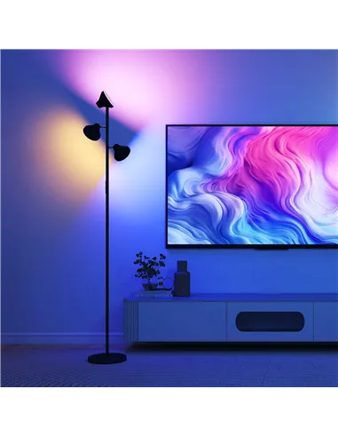 HOMCOM Three-Lamp Multi-Adjustable Floor Light - Black